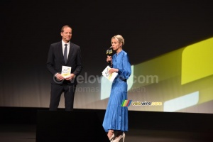 Marion Rousse, Director of the Tour de France Femmes avec Zwift, with Christian Prudhomme (7727x)